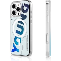 iPhone Uyumlu 16 Pro Kılıf Magsafe Şarj Özellikli Airbagli Youngkit Future Streamer Serisi Kapak Mavi Mavi