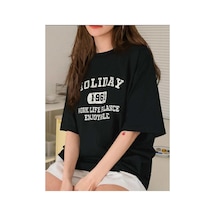 Medinenur Unisex Holiday Baskılı Tshirt Siyah