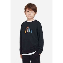 Tshirthane Anime Hashirama Senju Baskılı Unisex Çocuk Siyah Sweatshirt Siyah