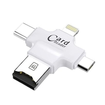 Microcase AL2744 4 in 1 SD Kart Okuyucu Type-C Lightning Micro USB to USB Çevirici Beyaz