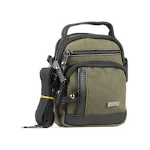 Kanvas Deri Detay Erkek Günlük El Omuz Askılı Çanta Siyah A101 Siyah - Haki