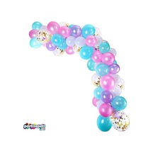 Zincir Balon Seti Pembe - Mavi - Mor / Konfetili 130 Adet Balon A