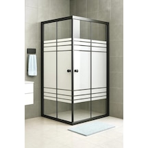 Durul Duşakabin Kare Siyah Profil Desenli Cam Siyah