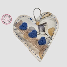 Uretti - Gamze 4416 - El Yapımı Kalpli Dantelli Lavanta Tanecikli Kese 13cm - Mavi