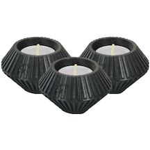Şamdan Dekoratif Mumluk Eskitme Şamdan Set 3 Lü Üçlü Tealight Uyumlu Elmas Model - Siyah