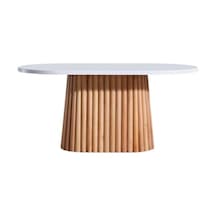Savana Oval Ahşap Bohem Yemek Masası 80x160 Naturel - Beyaz