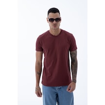 Erkek Pamuklu Kumaş Regular Fit Kesim Bisiklet Yaka T-shirt