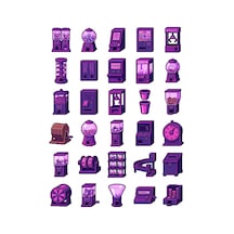 30 Adet Retro Piksel Otomat Sticker Seti - Laptop, Defter Ve Telefon İçin Çok Renkli