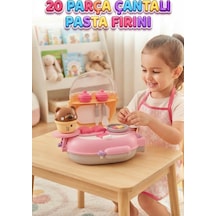 20 Parça Çantalı Pasta Fırını Taşınabilir Mini Şef Mutfak Seti Ve Eğitici Rol Yapma Oyuncağı