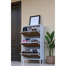 Eliusta Duru 72 Cm Genişlikte Ceviz Renk Ayaklı Ayakkabılık Antre/kapı Önü 72x127x26 Cm Ayakkabılık Ceviz