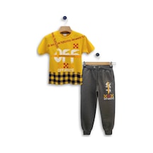 Triliya - Erkek Çocuk İkili Takım Off-white Baskılı Tişört Ve Eşofman Altı Takımı 3-11 Yaş 001