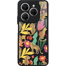 Tecno Spark 20 Pro Çiçekli Kediler Tasarımlı Glossy Telefon Kılıfı Çok Renkli