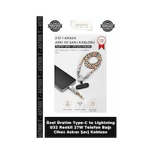 Özel Üretim Type-c To Lightning U32 Renkli 27w Telefon Bağı Cihaz Askısı Şarj Kablosu