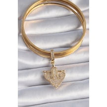 Pirinç Gold Renk Zirkon Taşlı Çapa Model Ajda Charm - Lisinya Çok Renkli