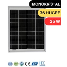 Lexron 25 W Watt Monokristal Güneş Paneli