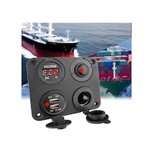 Maroces-Switch Panel 4'Lü Marin Usb + Voltmetre + Çakmaklık + Anahtar