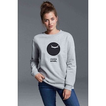 Evangelion Arael Baskılı Gri Kadın Sweatshirt