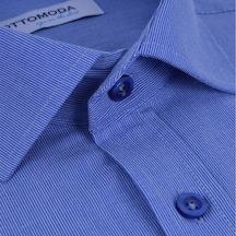 Erkek Filafil Uzun Kollu Mavi Klasik Regular Gömlek,Ot-Cp-20135