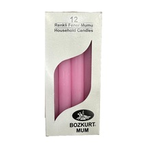 Ayrex Bozkurt Konik Şamdan Mum Fener Mumu - Pembe - 14 Cm. - 12 Adetlik Paket Diğer