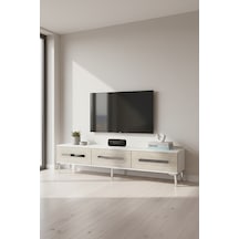 Tsa1806bts Rany Tv Sehpası Beyaz-traverten-sılver 180cm Beyaz - Traverten - Gümüş