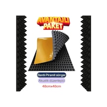 Yanmaz Akustik Ses Yalıtımı Bantlı Piramit Sünger 4cm Ebat 48x48 20adet Bant Marketim
