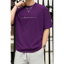 Dream Baskılı Unisex Tshırt 3q1 Mor
