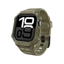 Apple Watch 46mm Seri 11/10 İle Uyumlu Kılıf & Kordon Kayış Rugged Armor Pro 2 Vintage Khaki - Acs10507 Çok Renkli