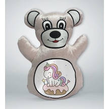 Bk Gift Sevimli Unicorn Tasarımlı Krem Ayıcık Yastık-1