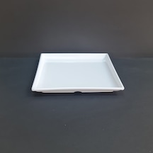 12 Adet Standart Kare Melamin Tatlı & Yemek Servis Tabağı 20 Cm - Beyaz Beyaz