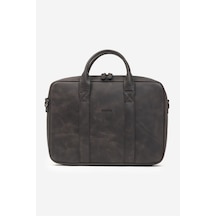 Mussen Hakiki Deri Organizer Macbook Laptop Evrak Çantası 13" & 14" İnç Asfalt Tiana