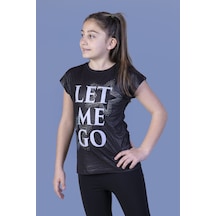Toontoy Kids Toontoy Kız Çocuk Let Me Go Baskılı Tişört Siyah