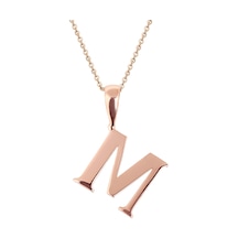 Kuyumcudukkani Zincirli Rose Altın Renk "m" Harfli Kolye Rose Gold