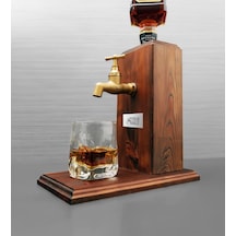 Kişiye Özel Doğal Ahşap Içki Standı Çeşmeli Şarap Viski Rakı Eskitme Ceviz