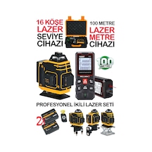 16 Köşe Çizgi Hizalama Lazer Seviye Hizalama Cihazı + 100 Metre Yüksek Hassasiyet Lazer Metre Ölçer