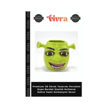 Premium 3d Shrek Tasarımı Porselen Kupa Bardak Günlük Kullanım Kahve Saati Animasyon Sever 02-yeşil