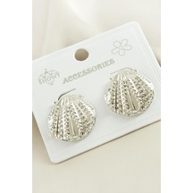 İstiridye - 355 - Metal Küpe - Nazblsmm - Gümüş Rengi