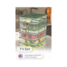 Vienev 7li Buzdolabı Dondurucu Organizer Ve Saklama Kabı Yeşil 5x 3,5lt 2x 1,65lt Yeşil