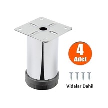 Mobilya Ayağı Metal Krom Ayak 8 CM Alttan Ayarlı 4 Adet