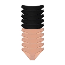 10 Adet Süper Eko Set Likralı Kadın Slip Külot Siyah Ten Beden: Xl Standart