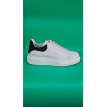 Marcomen Bağcıklı Lv Model Baskılı Kalın Düz Taban Sneaker Ayakkabı 21006 Beyaz Siyah