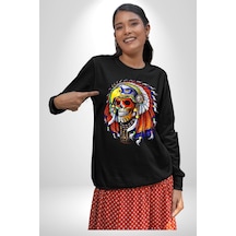 Kızıl Derili Kuru Kafa Düş Kapanı Unisex Siyah Sweatshirt Siyah