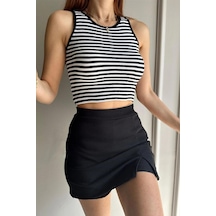 Trend Alisse Kadın Siyah Çizgili Halter Yaka Fitilli Crop Bluz Çizgili Trend Alisse Kadın Siyah Çizgili Halter Yaka Fitilli Crop Bluz Çizgili