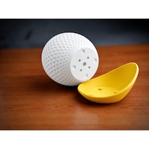 3d Baskı Küre Saksı - Kafes Dokulu İki Parçalı Dekoratif Saksı - Beyaz-sarı Diğer