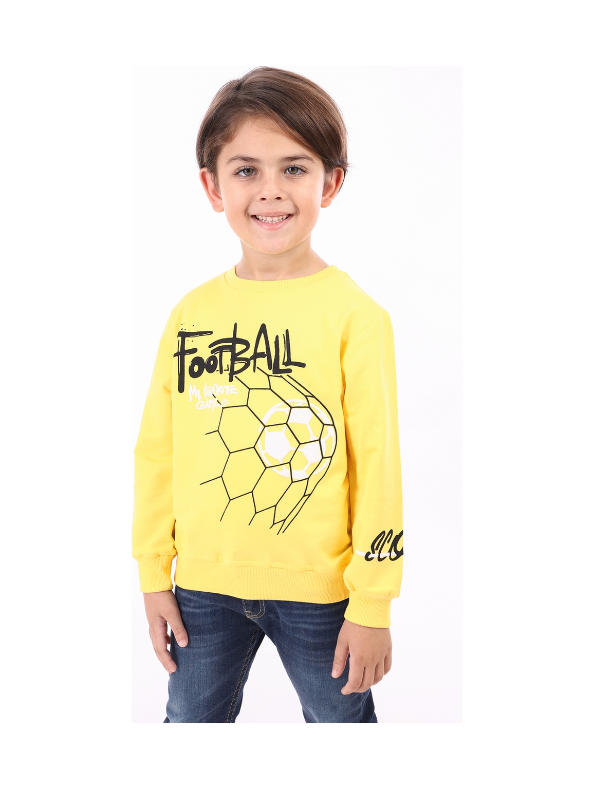 Toontoy Kids Toontoy Erkek Çocuk Football Baskılı Sweatshirt Sarı