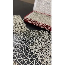 Angles Model Kahverengi 5 Parça Dantel Runner Seti Masa Örtüsü Salon Takımı