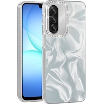Samsung Uyumlu Galaxy A17 Kılıf Airbagli Parlak Taş Detay Tasarımlı Zore Esila Kapak - Beyaz Beyaz