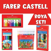 Faber Castell Boya Seti 12'li Kuru Boya + 12'li Keçeli Kalem + 1