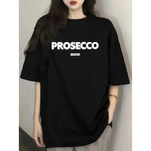 Genel Markalar 20/1 Penye Compack Baskılı Oversize Kısa Kol Bisiklet Yaka T-shirt - Siyah - Renkli