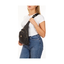 Newish Polo Kadın Trendy Desenli Deri Çapraz Omuz Ve Göğüs Çantası Çantası Siyah