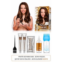 Maxx Deluxe Golden Beauty Set Saç Boyası 7.7 Koyu Karamel 2li + Fırça+pratik Boya Kabı